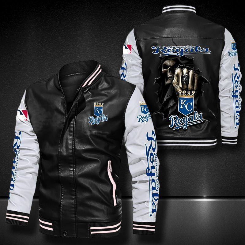 Kansas City Royals Leather Varsity Jacket Bomber Coat