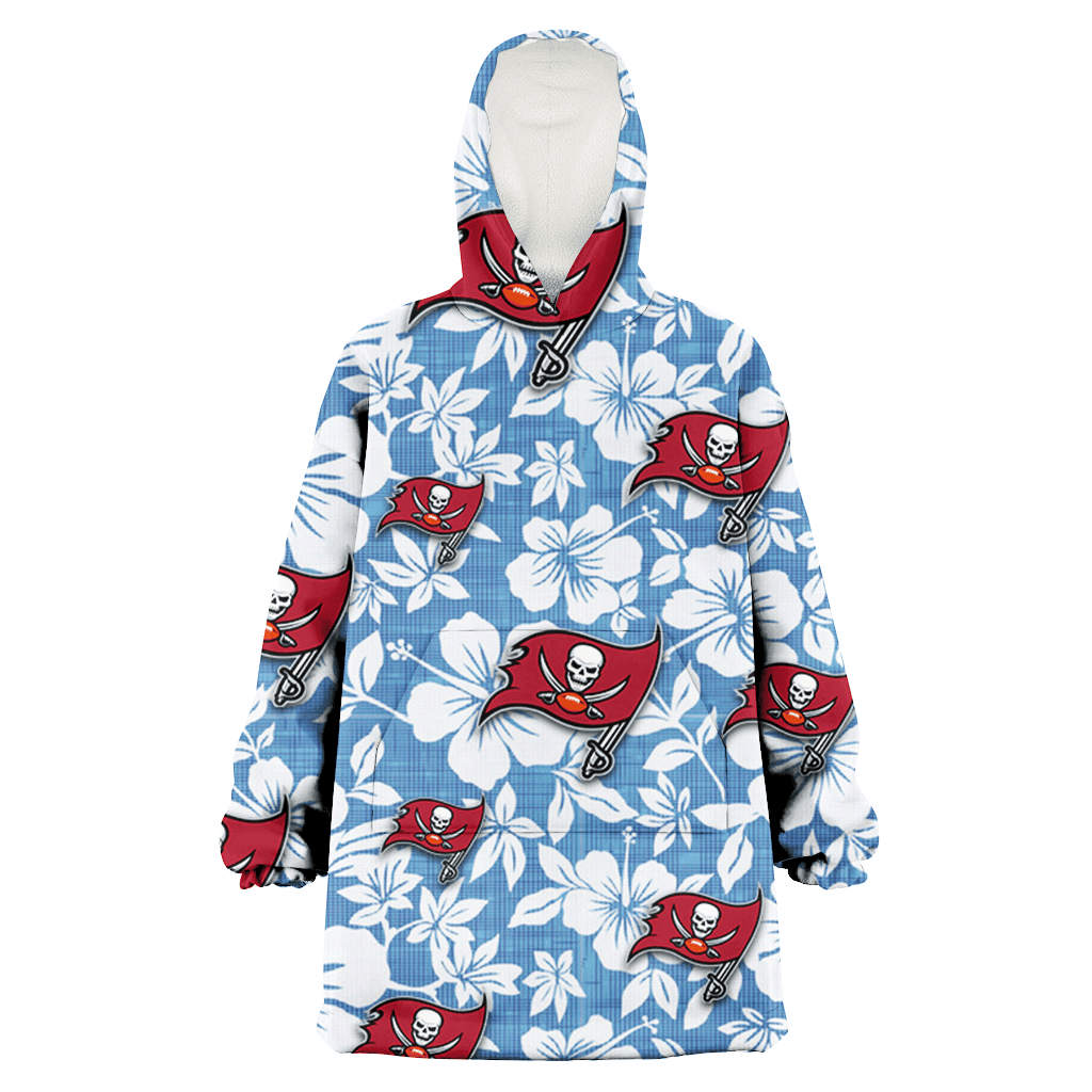 Tampa Bay Buccaneers White Hibiscus Light Blue Texture Background 3D Printed Hoodie Blanket Snug Hoodie