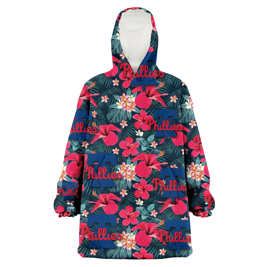 Philadelphia Phillies Tiny Red Hibiscus White Porcelain Flower Black Background 3D Printed Hoodie Blanket Snug Hoodie