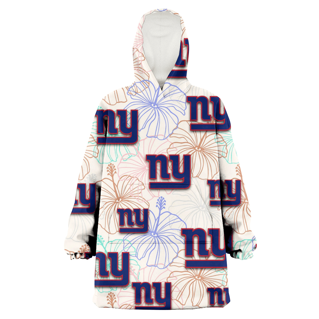 New York Giants Sketch Pastel Hibiscus Beige Background 3D Printed Hoodie Blanket Snug Hoodie