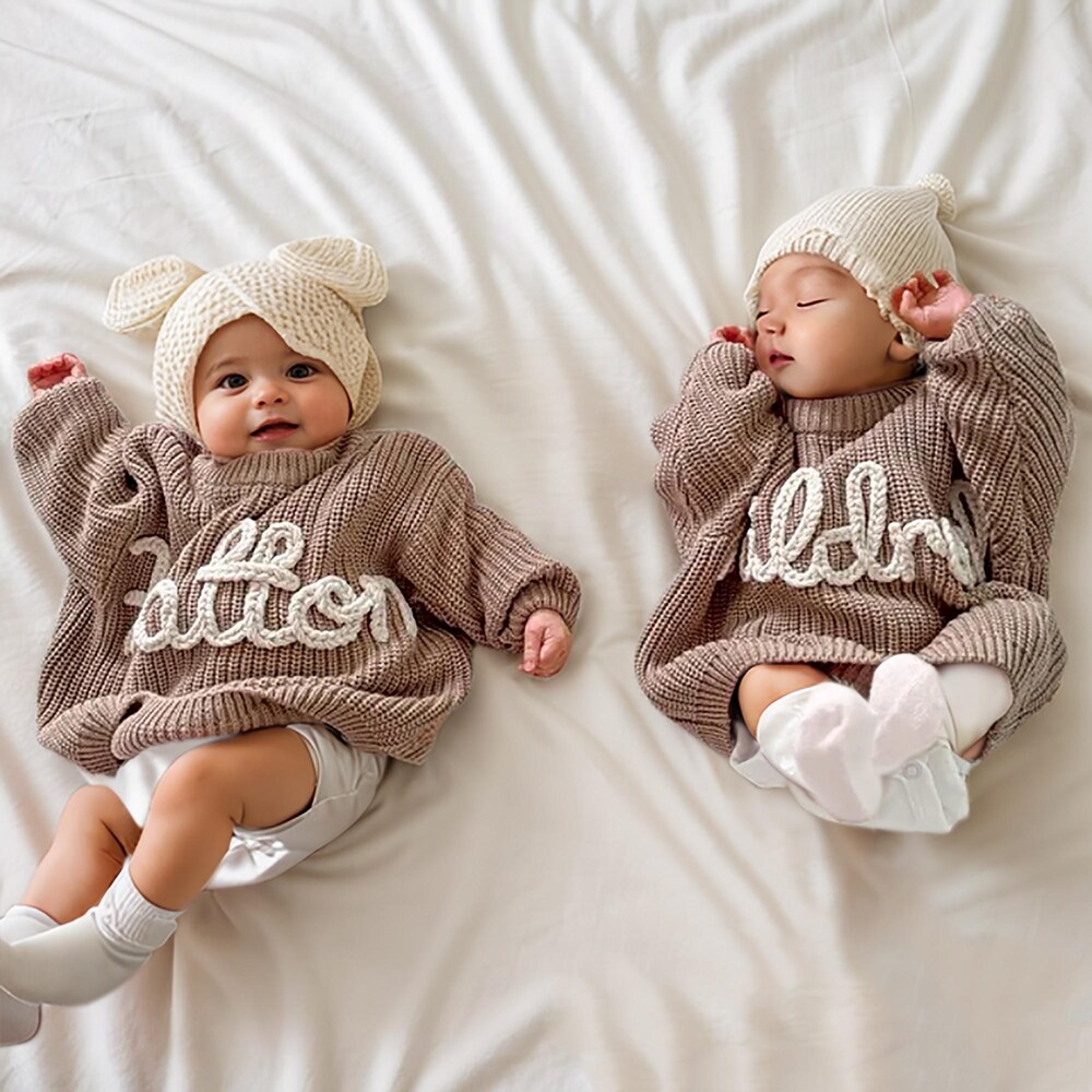 Personalized Baby Name Sweater, Custom Knit Sweater, Newborn Sweater With Name, Hand-Embroidered Sweater, Christmas Gift For Baby, Baby Gift Tshirttrend Teeshirtsummer