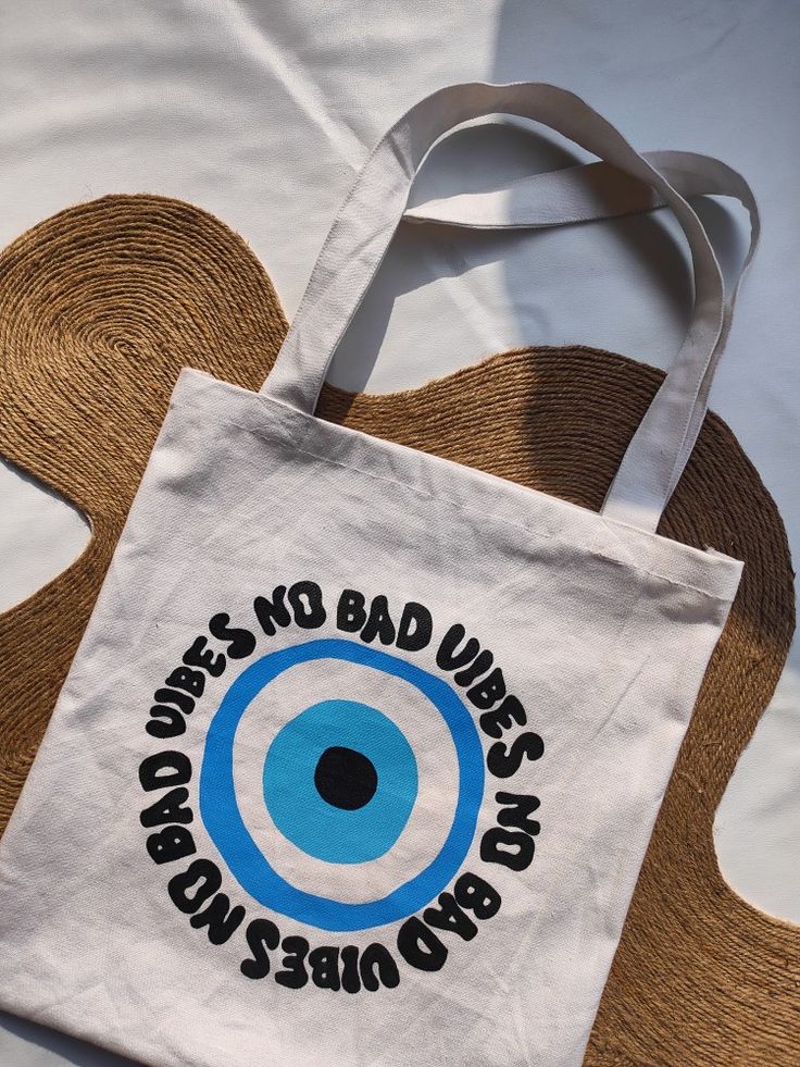 No bad vibes, Best Tote Bags Ideas, Cute Tote Bags Ideas, Tote Bag Design Ideas, Girls Tote Bag, Best Canvas Tote Bags Ideas