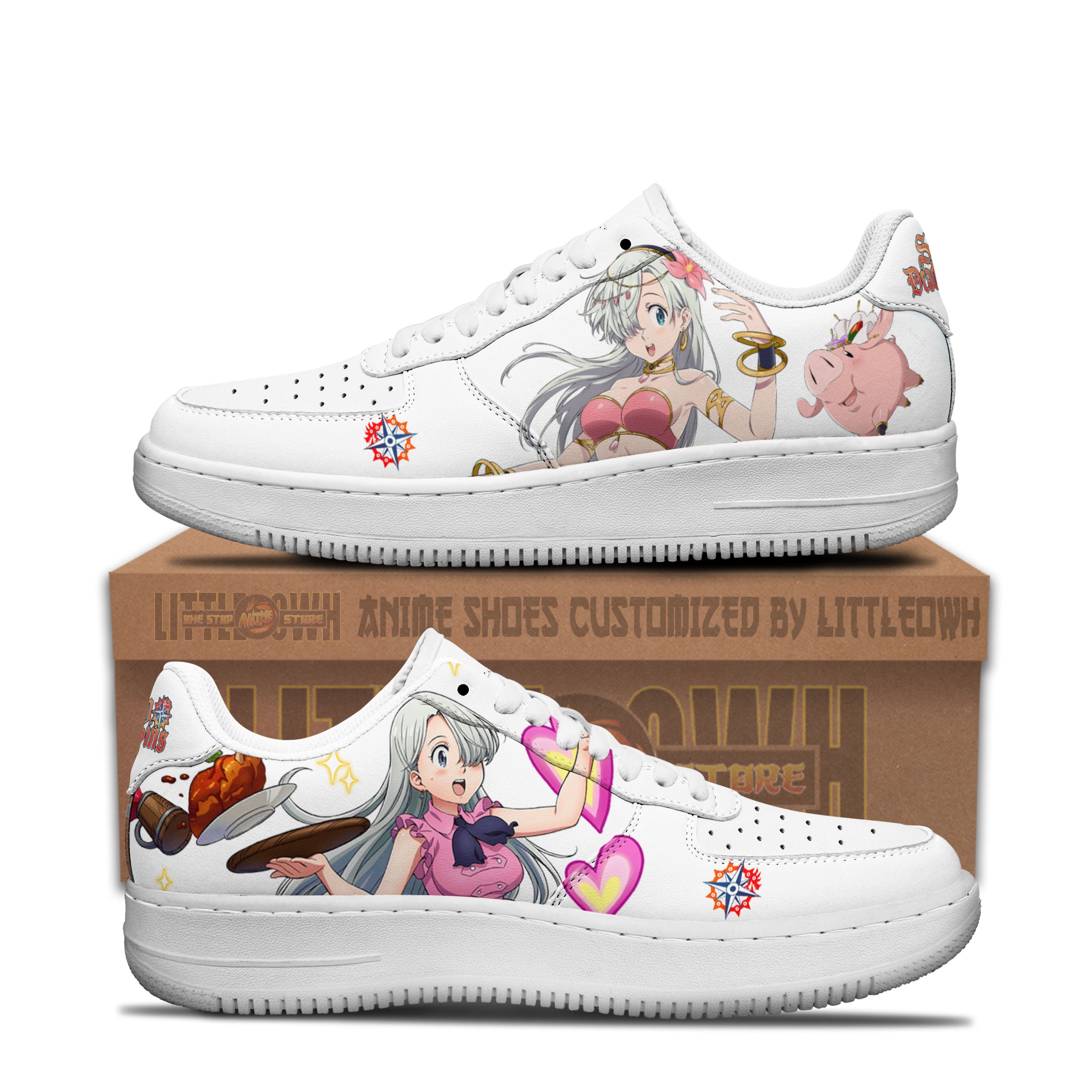 Elizabeth Liones Anime Sneakers Custom The Seven Deadly Sins Anime Shoes POD Design By Facetotes Fashion Design by Facetotes Fashion