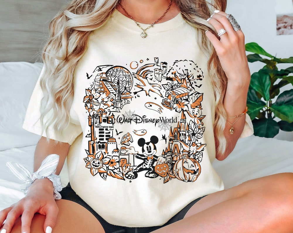 Vintage Walt Disney World Halloween Shirt, Mickey Minnie Skeleton Halloween Shirt, Disneyworld Halloween Shirt, Disney Halloween 2024 Shirt