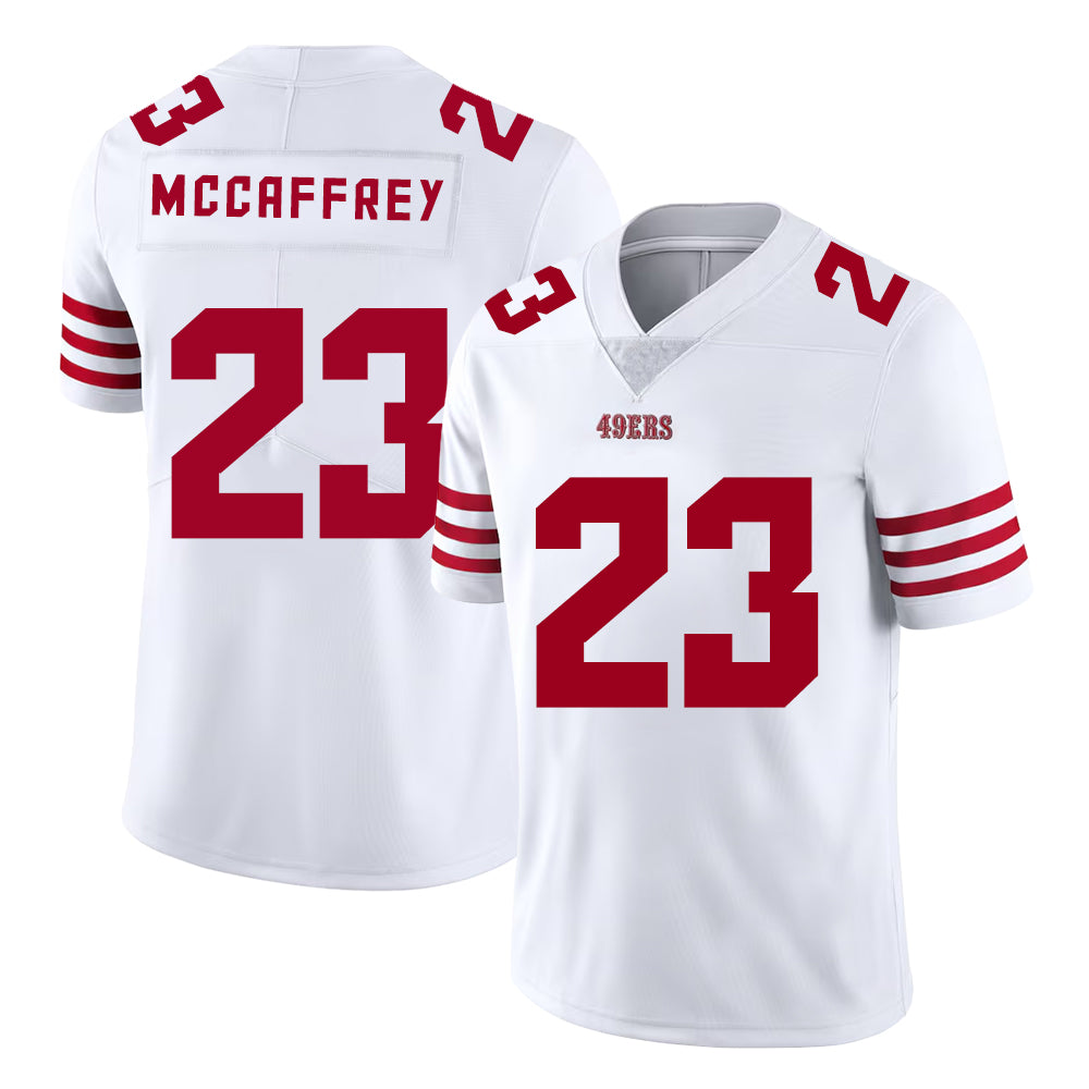 Shirtnation - Custom Name Jersey - San Francisco 49Ers Jersey #23 Mccaffrey White Youth Adult Men'S Football Team Color Away Player Jersey