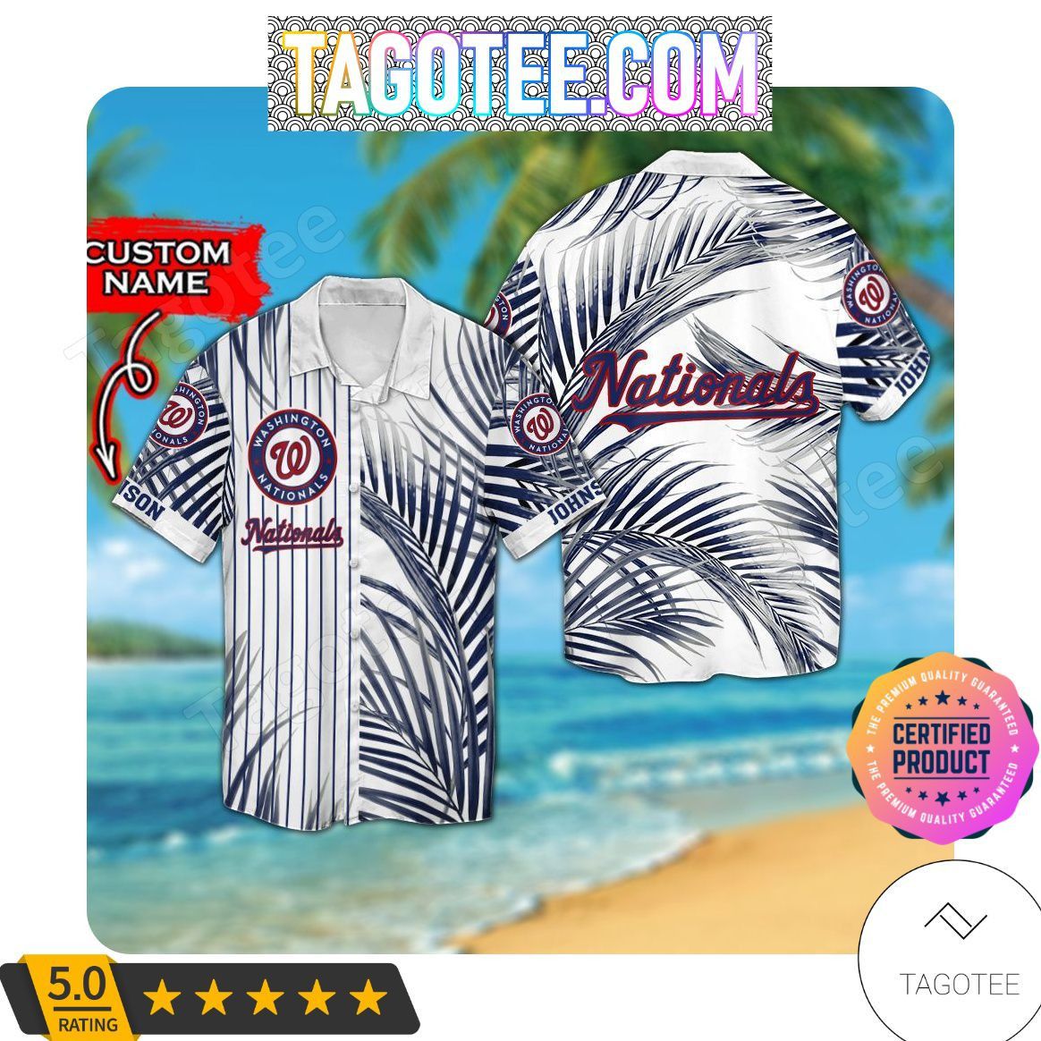 Mlb Washington Nationals Custom Name Hawaiian Shirt V3 Aloha Shirt