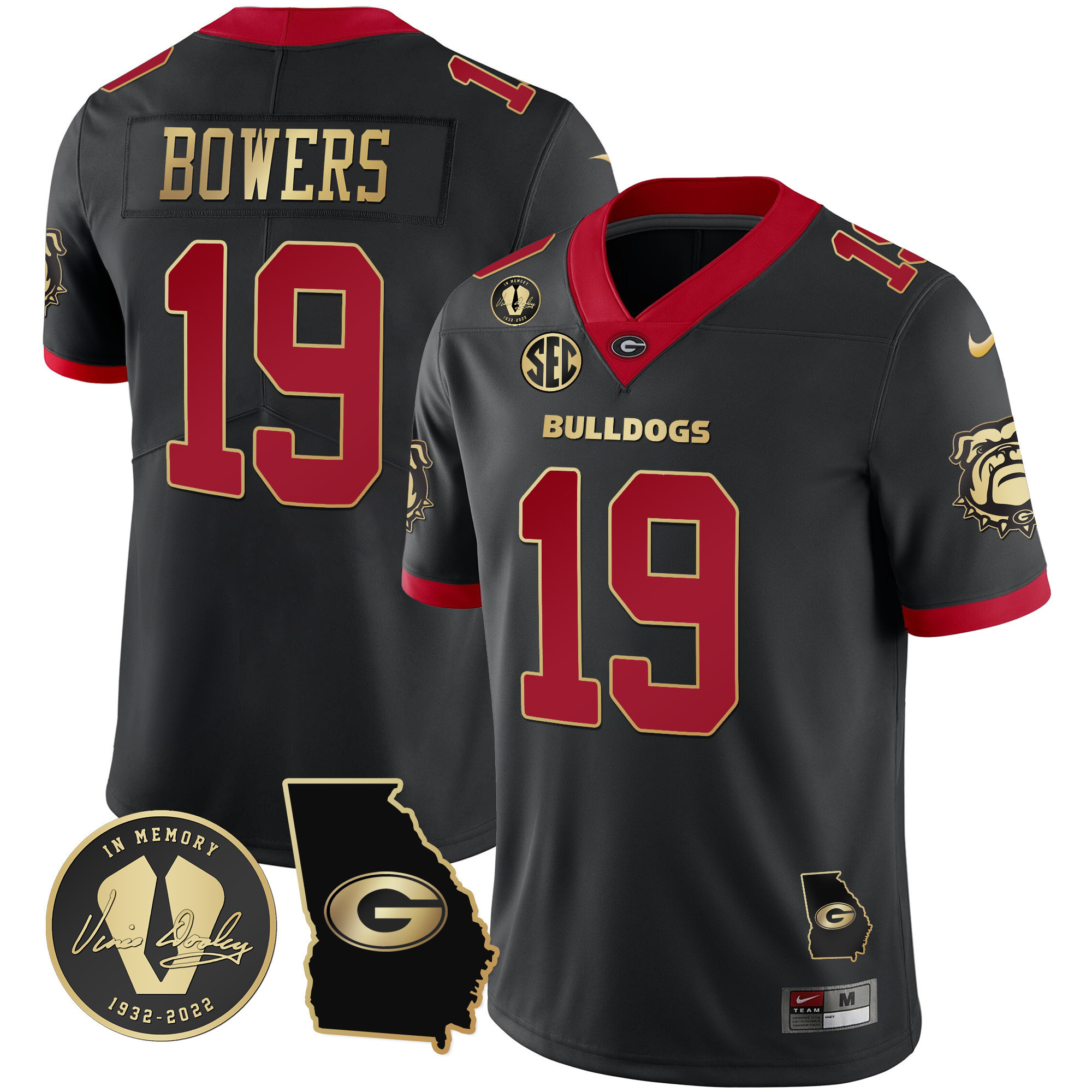 Brock Bowers Georgia Bulldogs 2023 Vapor Jersey – Georgia Map – All Stitched