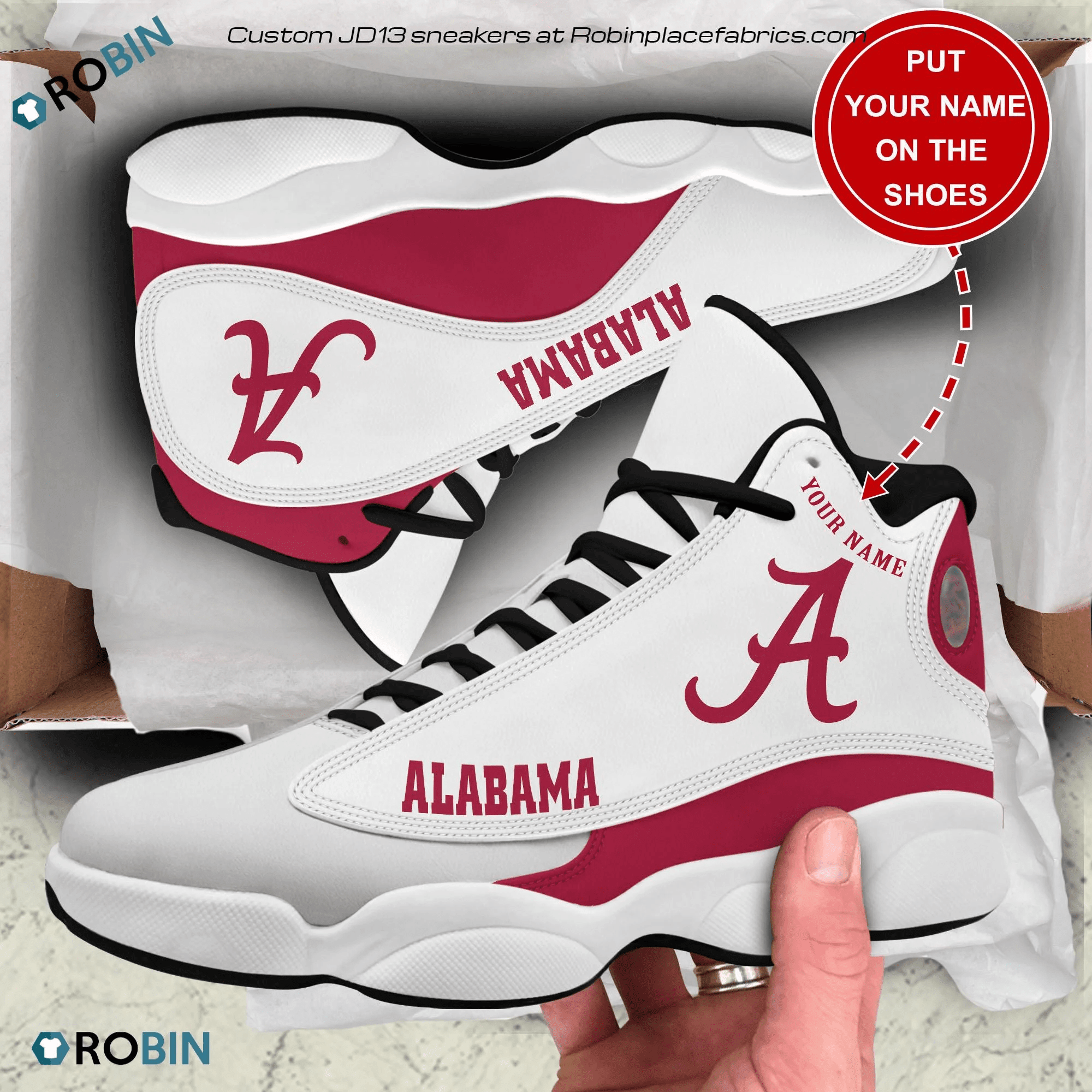 Personalized Alabama Crimson Tide Air Jordan 13 Shoes JD13 V2371