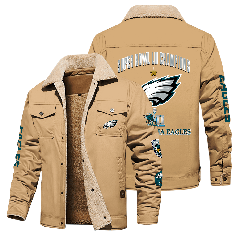 Philadelphia Eagles NFL Super Bowl LII Champions Brown Stand Collar Jacket