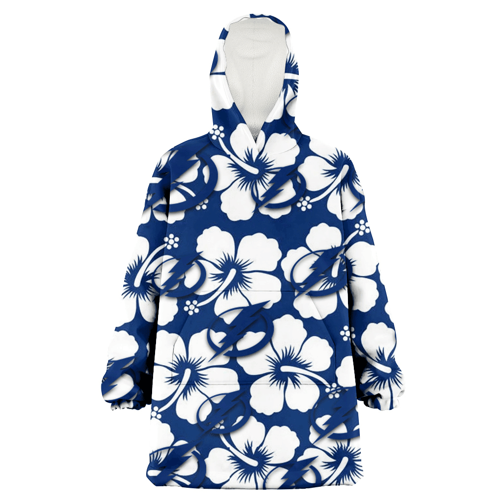 Tampa Bay Lightning Modern White Hibiscus Navy Background 3D Printed Hoodie Blanket Snug Hoodie