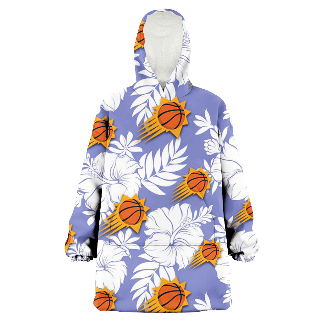 Phoenix Suns White Hibiscus Light Purple Background 3D Printed Hoodie Blanket Snug Hoodie