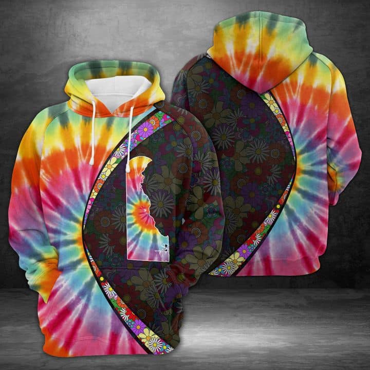 Delaware Tie Dye 3D Printed Hoodie/Z …