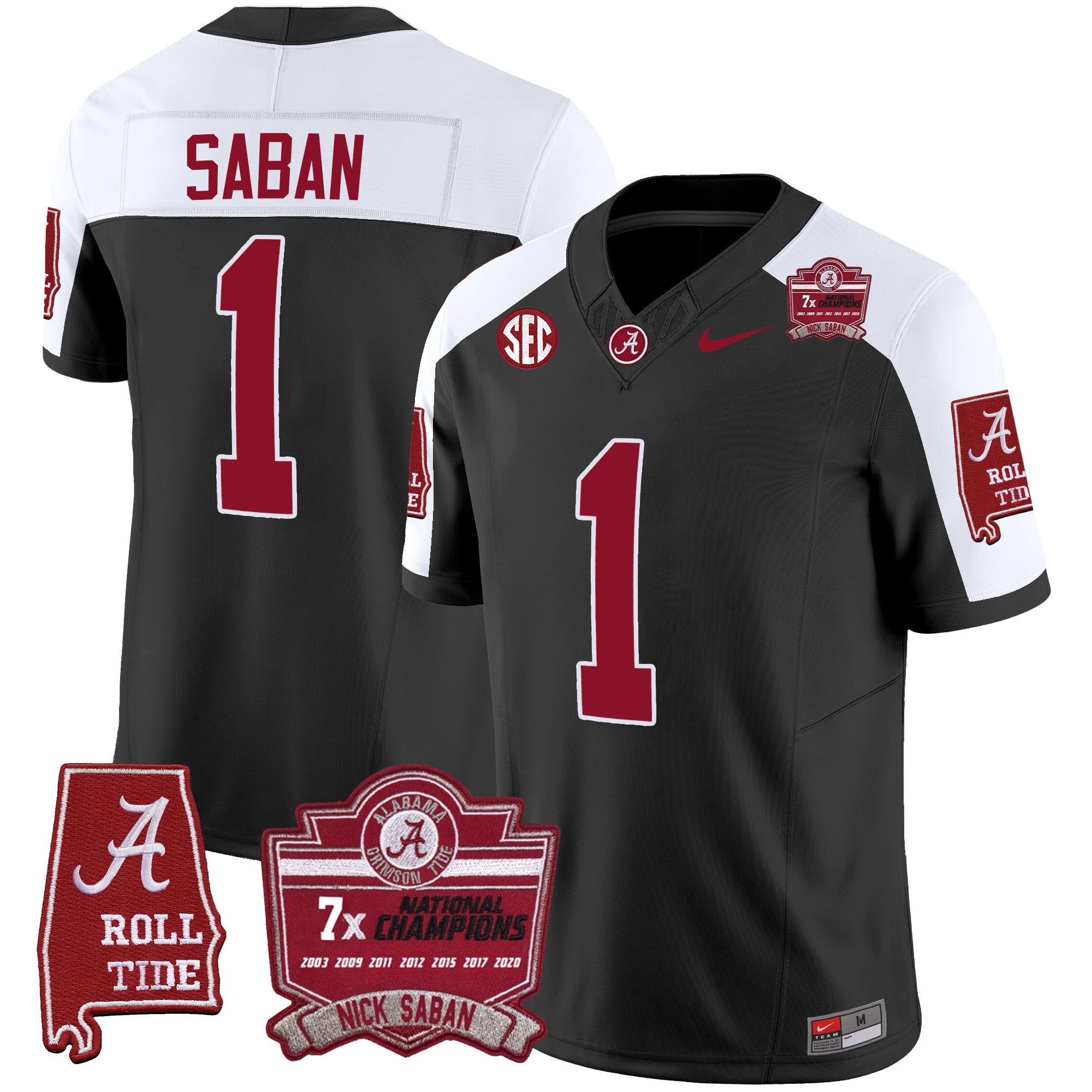 Youth’S Alabama Crimson Tide Nick Saban 7X Champions Patch Vapor Jersey – All Stitched