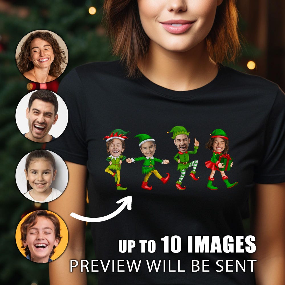 Family Custom Face Christmas Shirt, Funny Christmas Elf Custom Photo Shirts, Christmas Family Party Sweatshirt, Personalized Christmas Gift Christmas Gift 2024