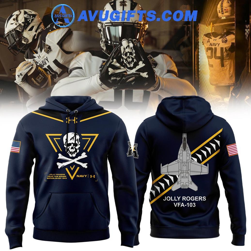 Navy Midshipmen Football X Jolly Rogers 2024 Special Fly Vfa 103 Hoodie – Zip Hoodie 3D Aop Shirt