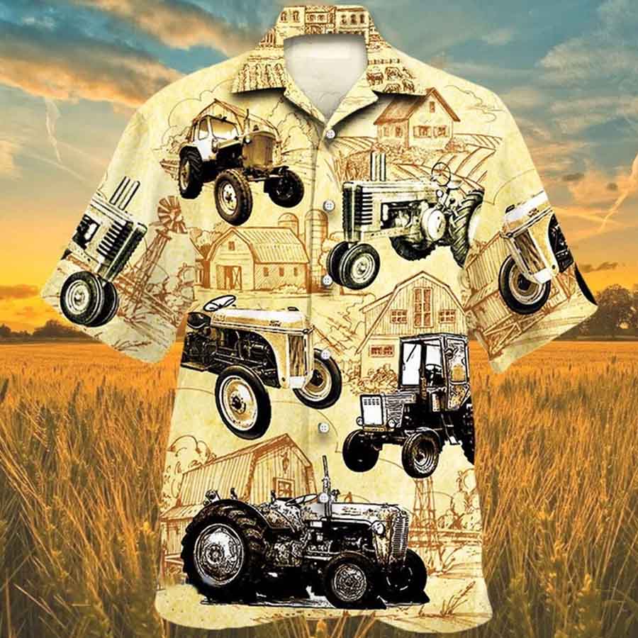 Tractor Farm Vintage Hawaii Hawaiian Shirt, Farm Clothing Hawaiian Shirt For Men Women