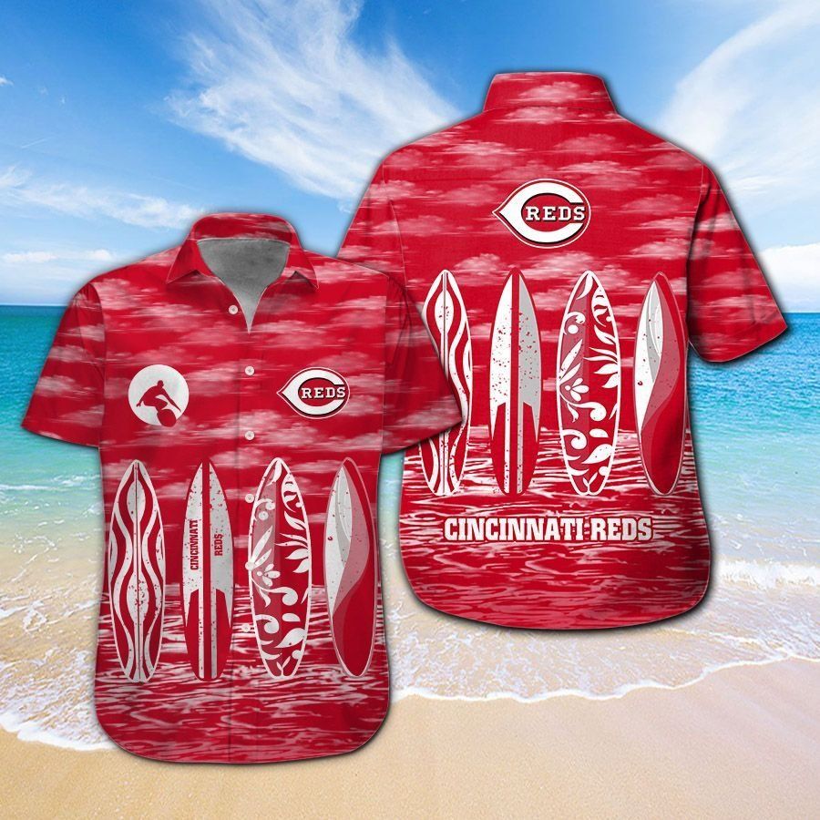 Cincinnati Reds Short Sleeve Button Up Tropical Hawaiian Shirt Ver02