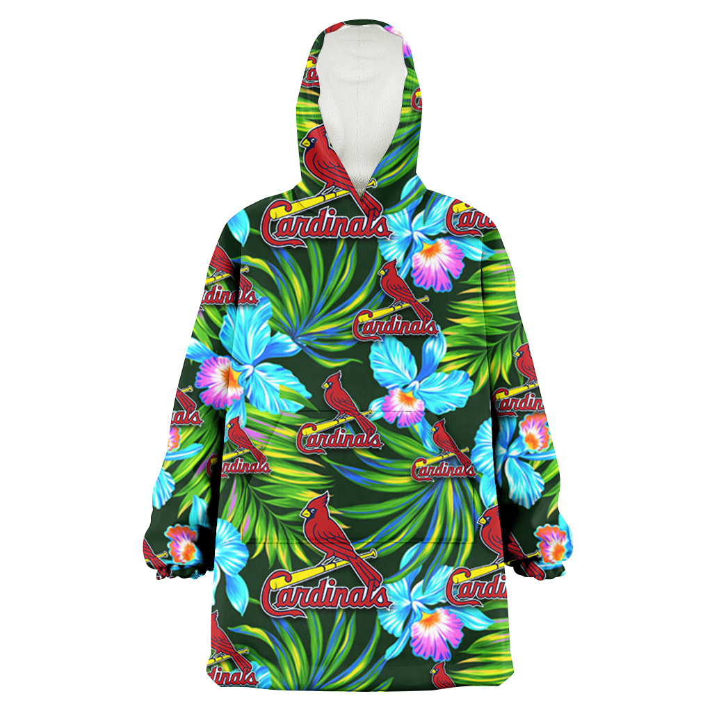 St. Louis Cardinals Electro Color Hibiscus Black Background 3D Printed Hoodie Blanket Snug Hoodie