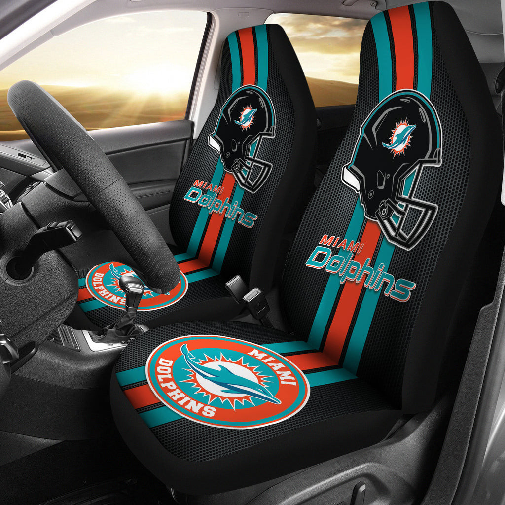 Miami Dolphins Black Helmet Car Seat Cover Set CSC3053