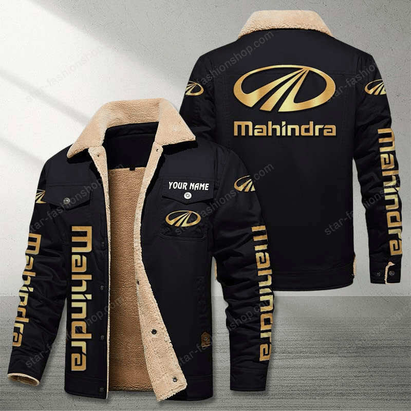 Mahindra Black Custom Name Stand Collar Jacket