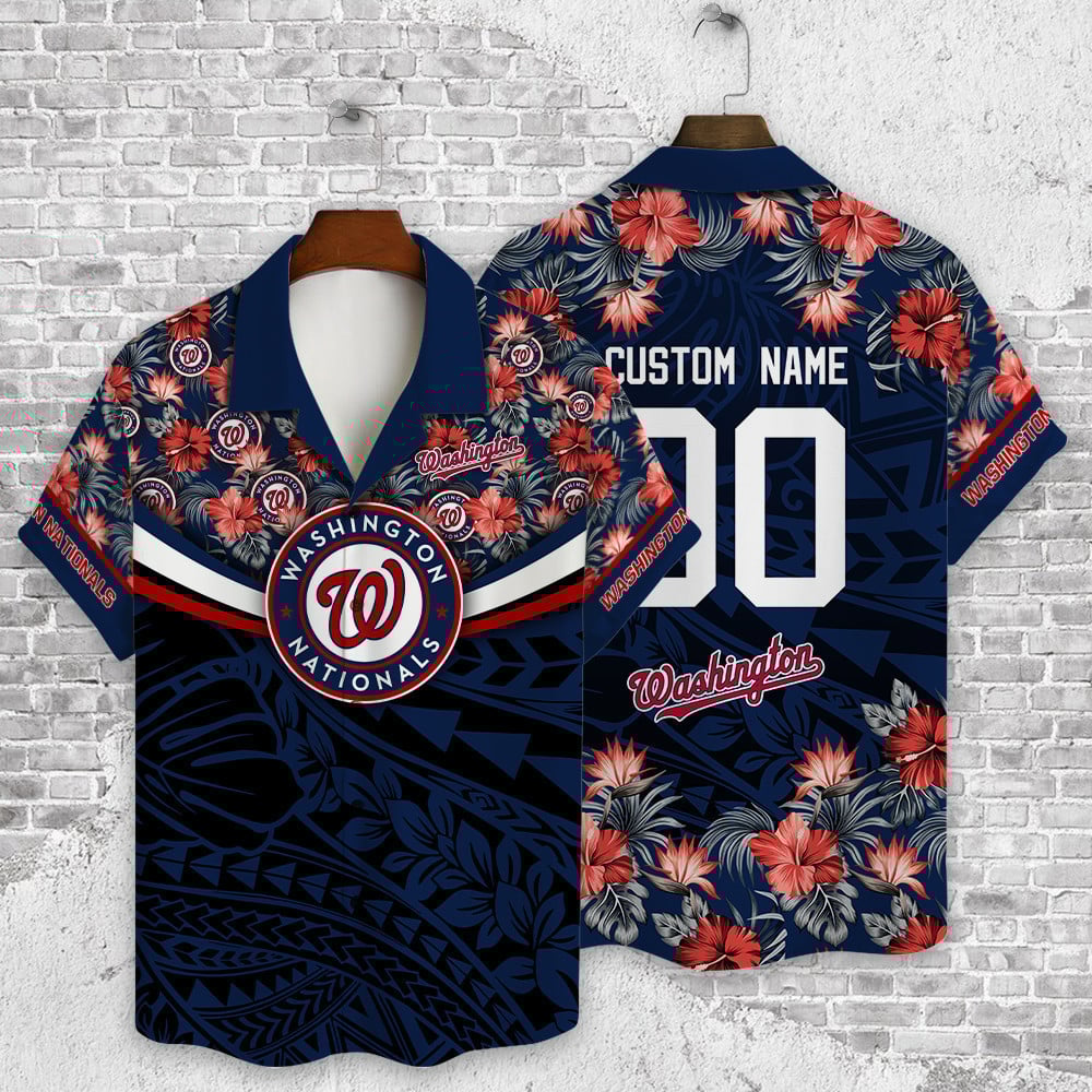 Washington Nationals Mlb Flower Pattern Summer Custom Hawaiian Shirt