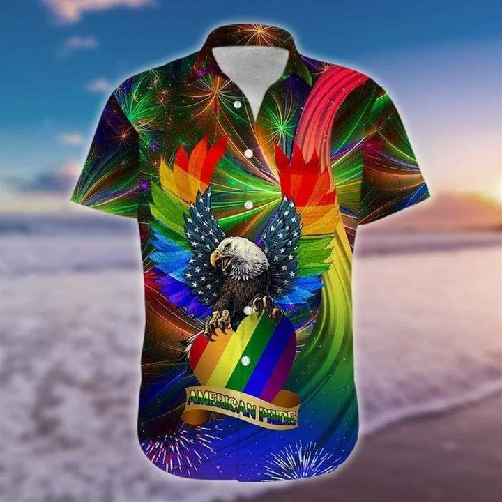 Beach Shirt Hawaii Shirt Lgbt American Pride, Aloha Shirt, Gay Hawaiian Shirts, Pride Hawaiian Shirt