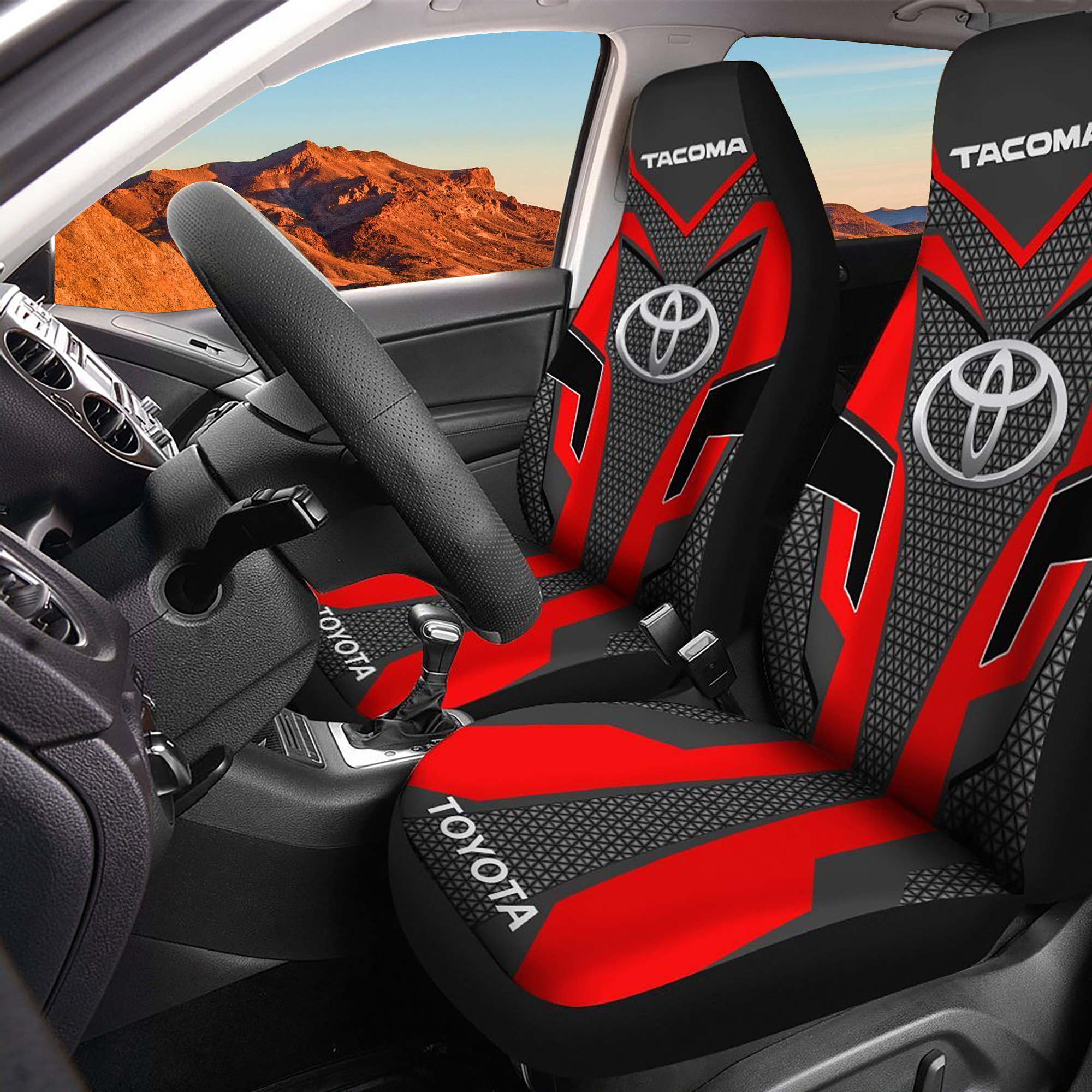 Toyota Tacoma Ttt-Nh Logo Car Seat Cover Set (Red) CSC5053