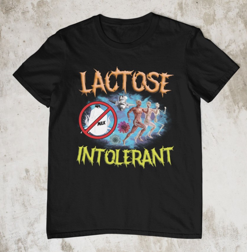 Lactose Intolerant Outfit Tee | Dietary Awareness T-Shirt, White Lie Shirts, Fall shirts, Family Christmas Shirts, Vintage Style Shirt