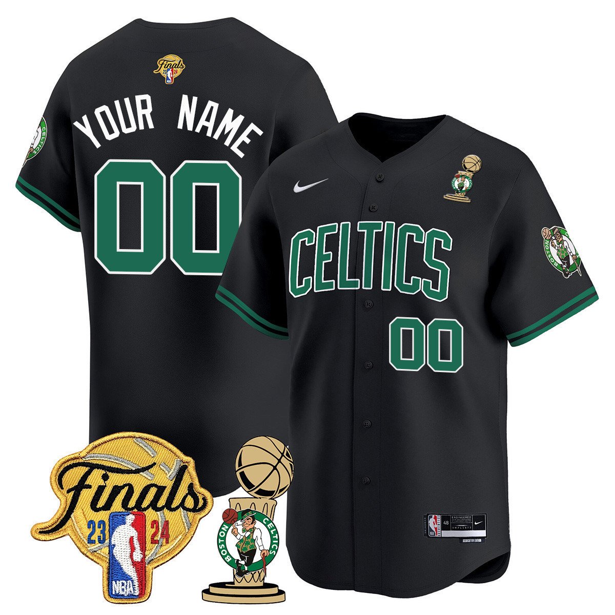 Boston Celtics 2024 Final & Champions Patch Baseball Custom Jersey V2 – All Stitched