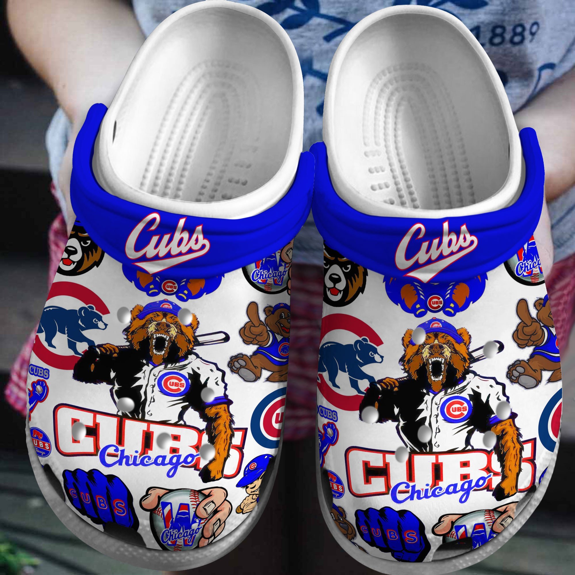 Chicago Cubs Logo Baseball MLB Cheer Mascot White And Blue Comfortable Crocss Classic Clogs Shoes Ver414