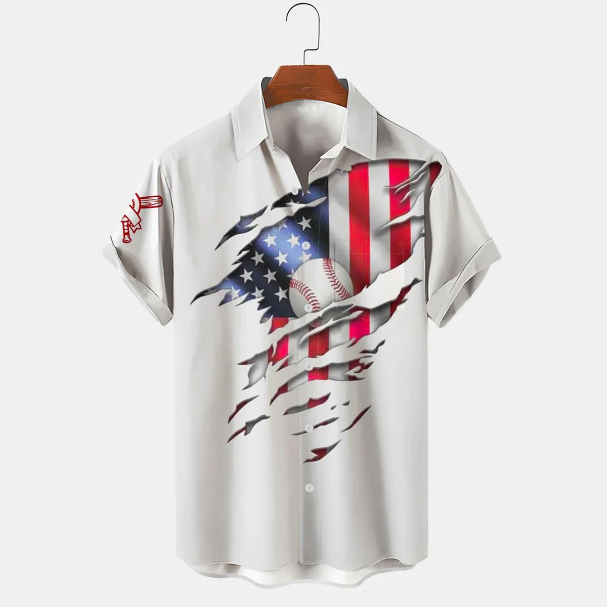 Hawaiian Baseball Hitter Flag American Flag Independence Day Men’S Shirts