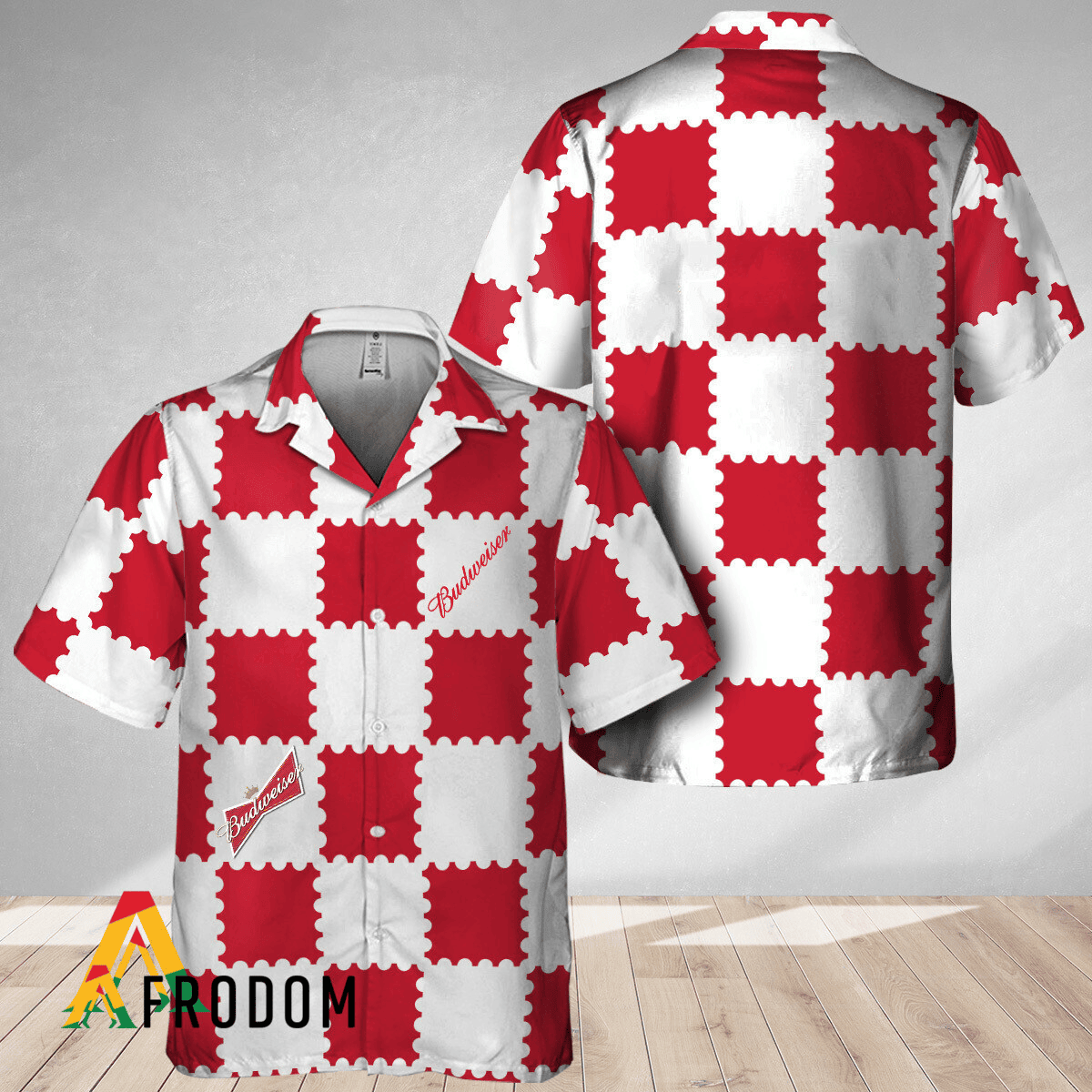 Trendy Gingham Budweiser Beer Hawaiian Shirt