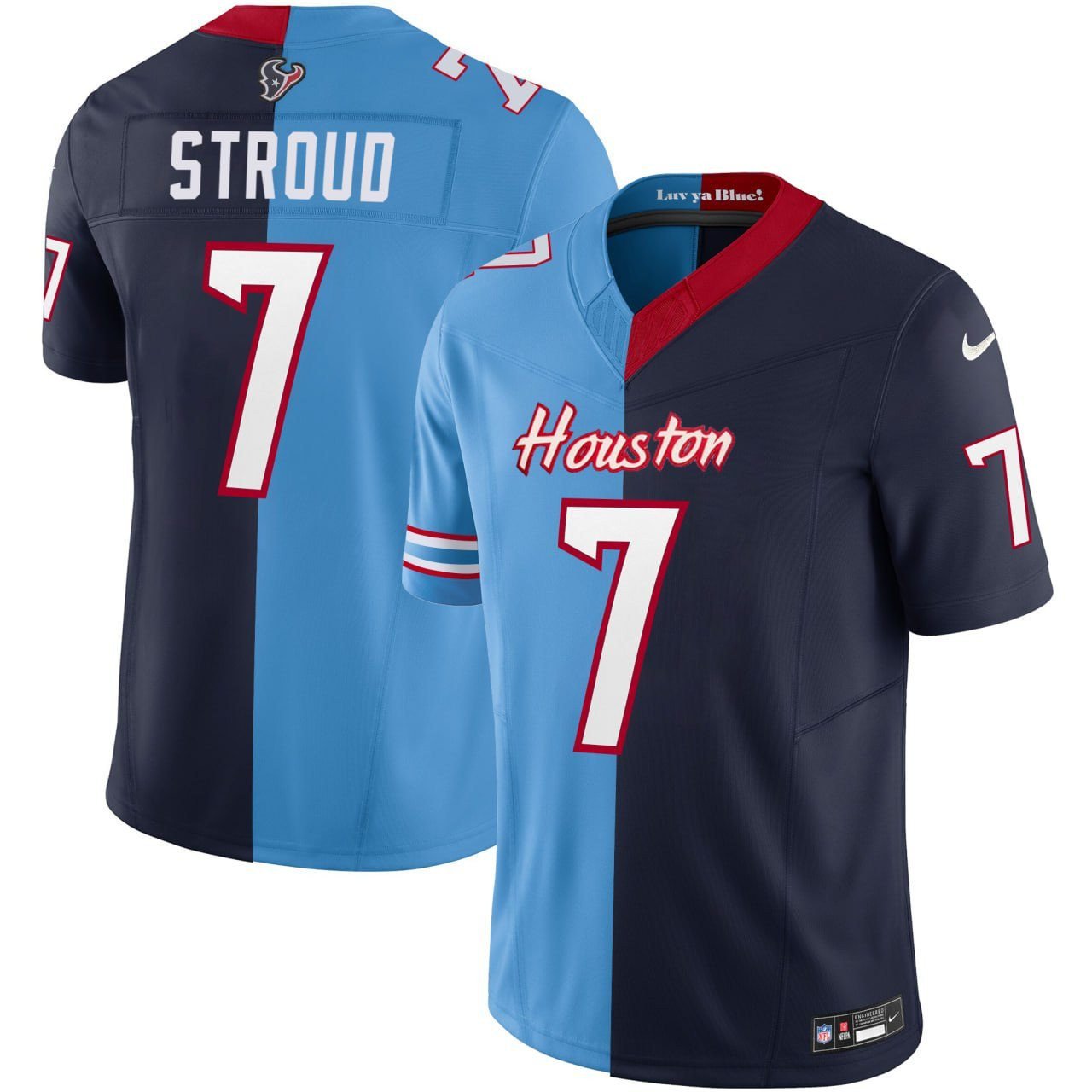 C.J. Stroud #7 Houston Texans Split Jersey – All Stitched