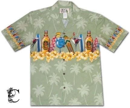 Happy Hour Green Hawaiian Shirt