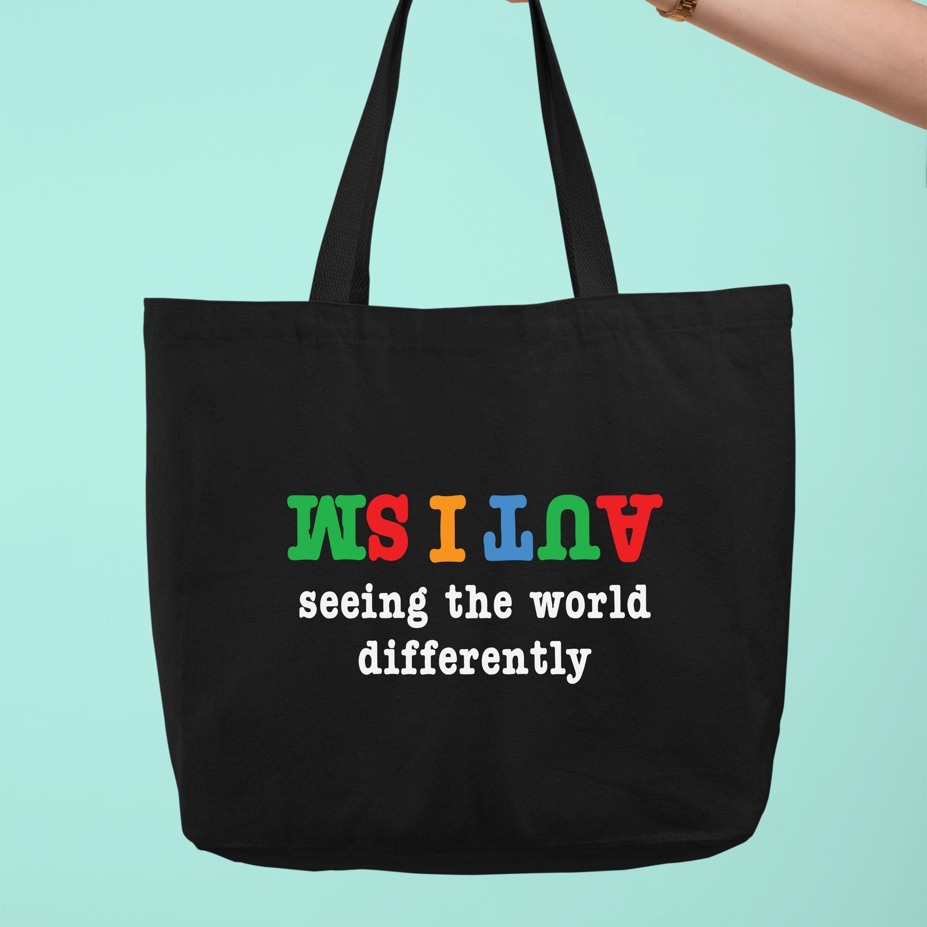 Autism Awareness Totes,Autism Seeing the World Differently Tote Bag,Autism Acceptance Gift,Autism Mom Totes,Autism Month Gift,Be Kind Autism