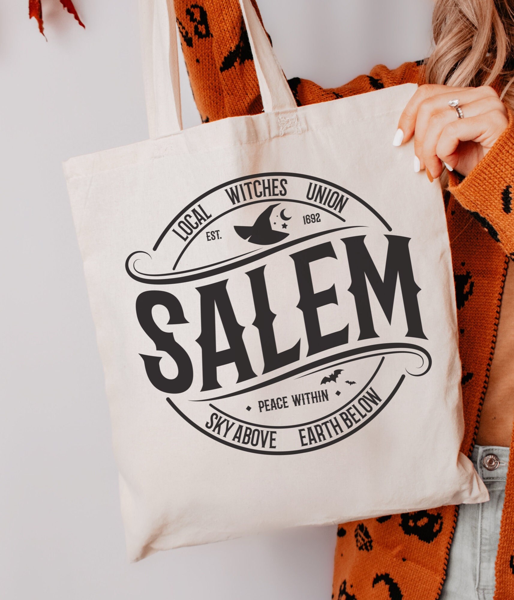 Salem Tote Bag, Salem Canvas Tote, Halloween Tote Bag, Local Witches Union Tote Bag, Salem MA, Fall Tote Bag, Witch Bag, Canvas Shopping Bag