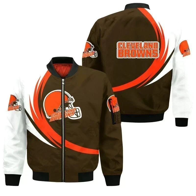 Cleveland Browns Pattern Bomber Jacket Brown