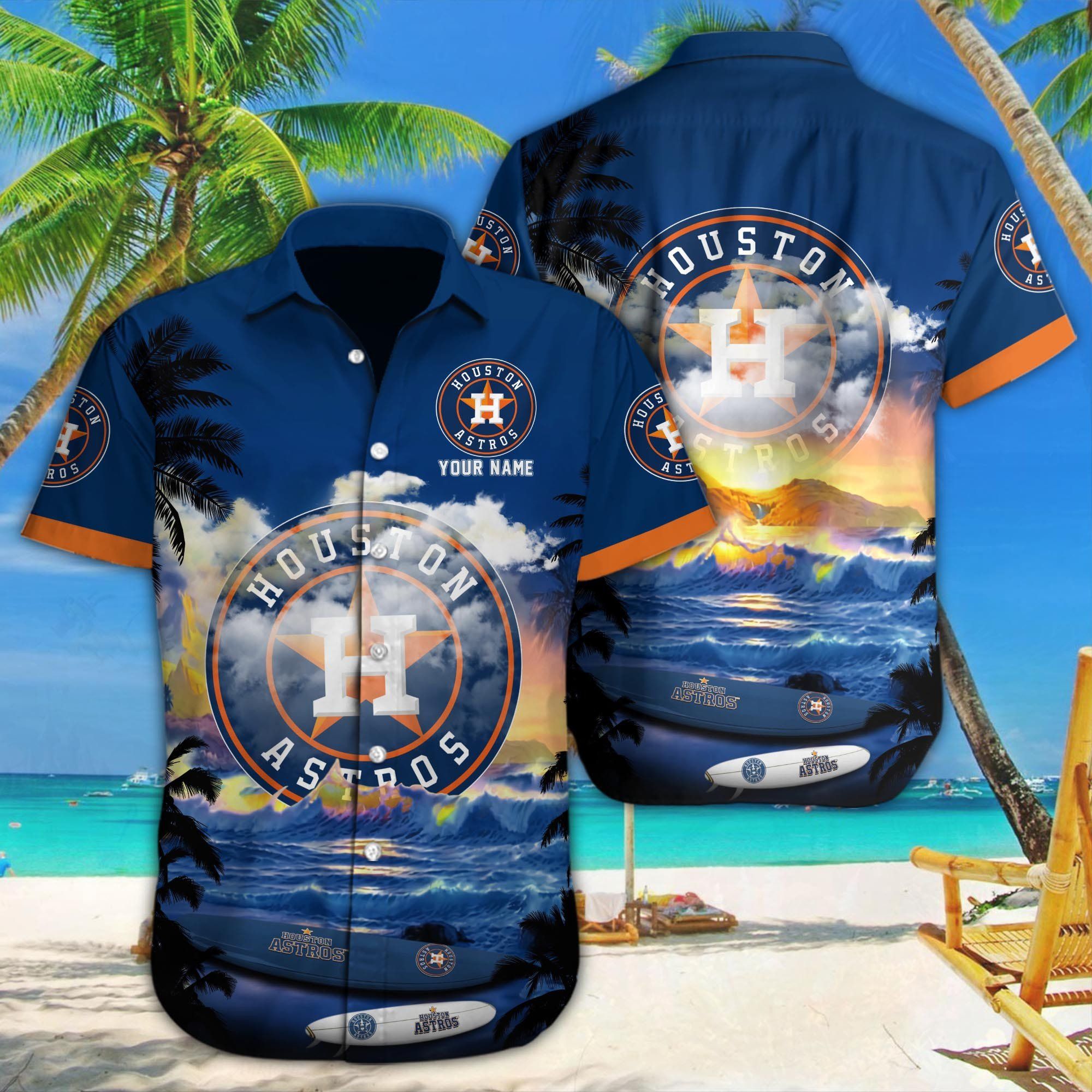 Custom Name Houston Astros Tropical Beach Shirt