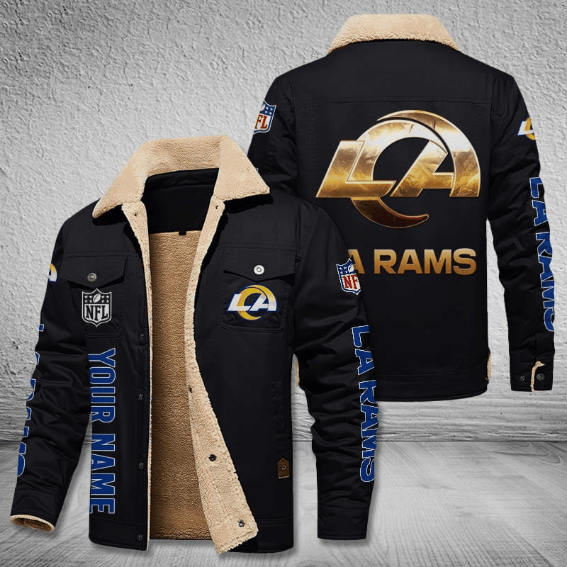 Los Angeles Rams NFL Style Custom Name Stand Collar Jacket