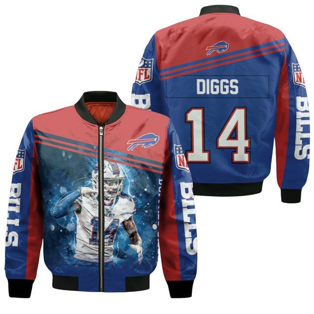 Stefon Diggs Buffalo Bills Great Player Pattern Bomber Jacket Red And Blue