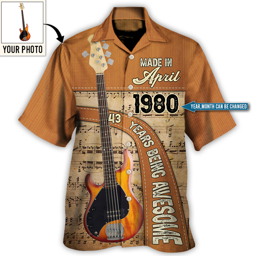 Guitar Lover Years Of Being Awesome Custom Photo Personalized – Hawaiian Shirt – Personalized Photo Gifts, Custom Photo Gifts, Personalized Gifts Ideas