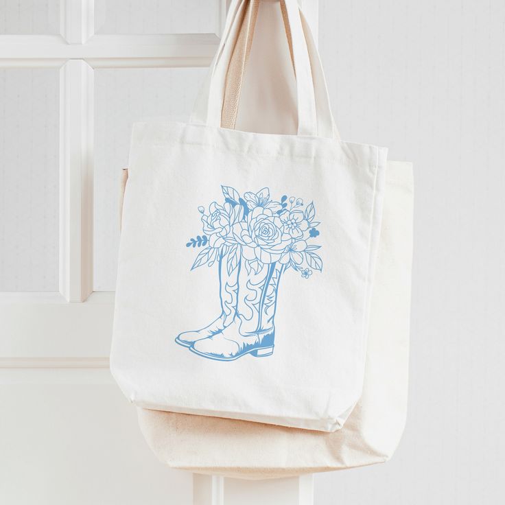 Cowgirl Boots Tote Bag/ Coastal Cowgirl Tote / Southern Girl Reusable Tote Bag / Western Book Bag, Best Tote Bags Ideas, Cute Tote Bags Ideas, Tote Bag Design Ideas, Girls Tote Bag, Best Canvas Tote Bags Ideas