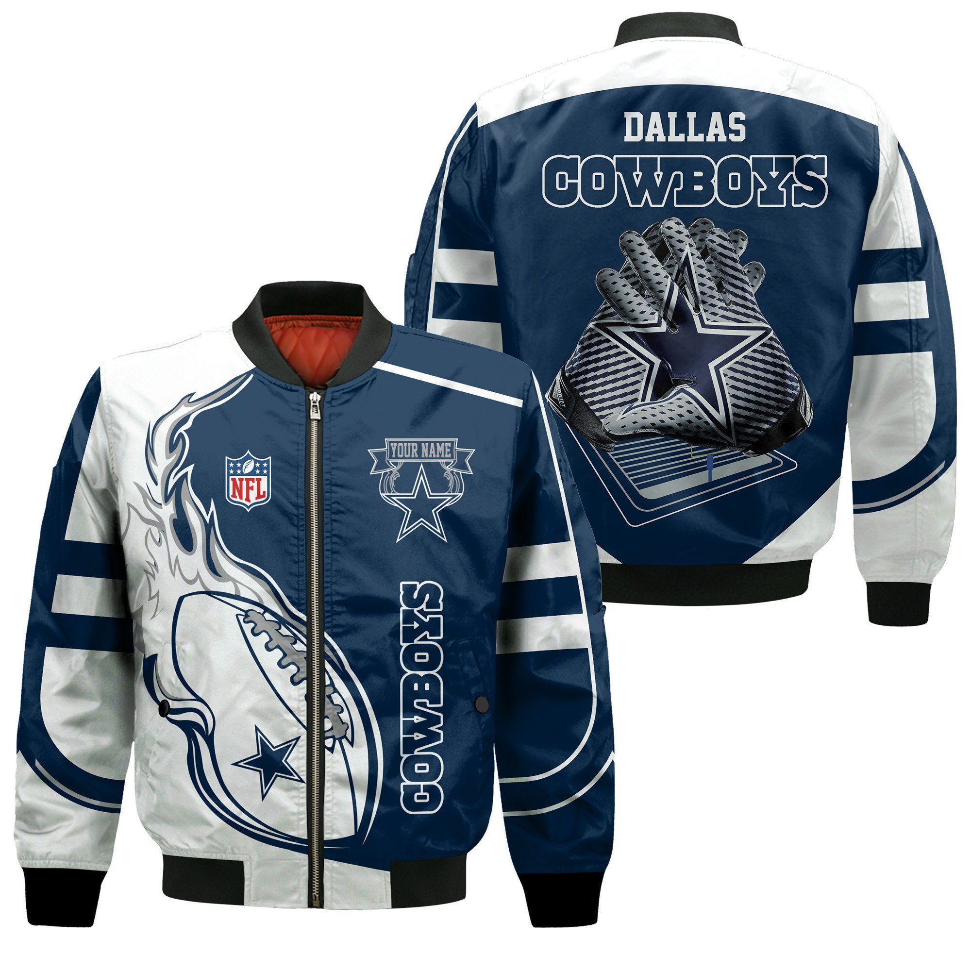 Dallas Cowboys NFL National Football League Custom Name Unisex 3D Bomber Jacket