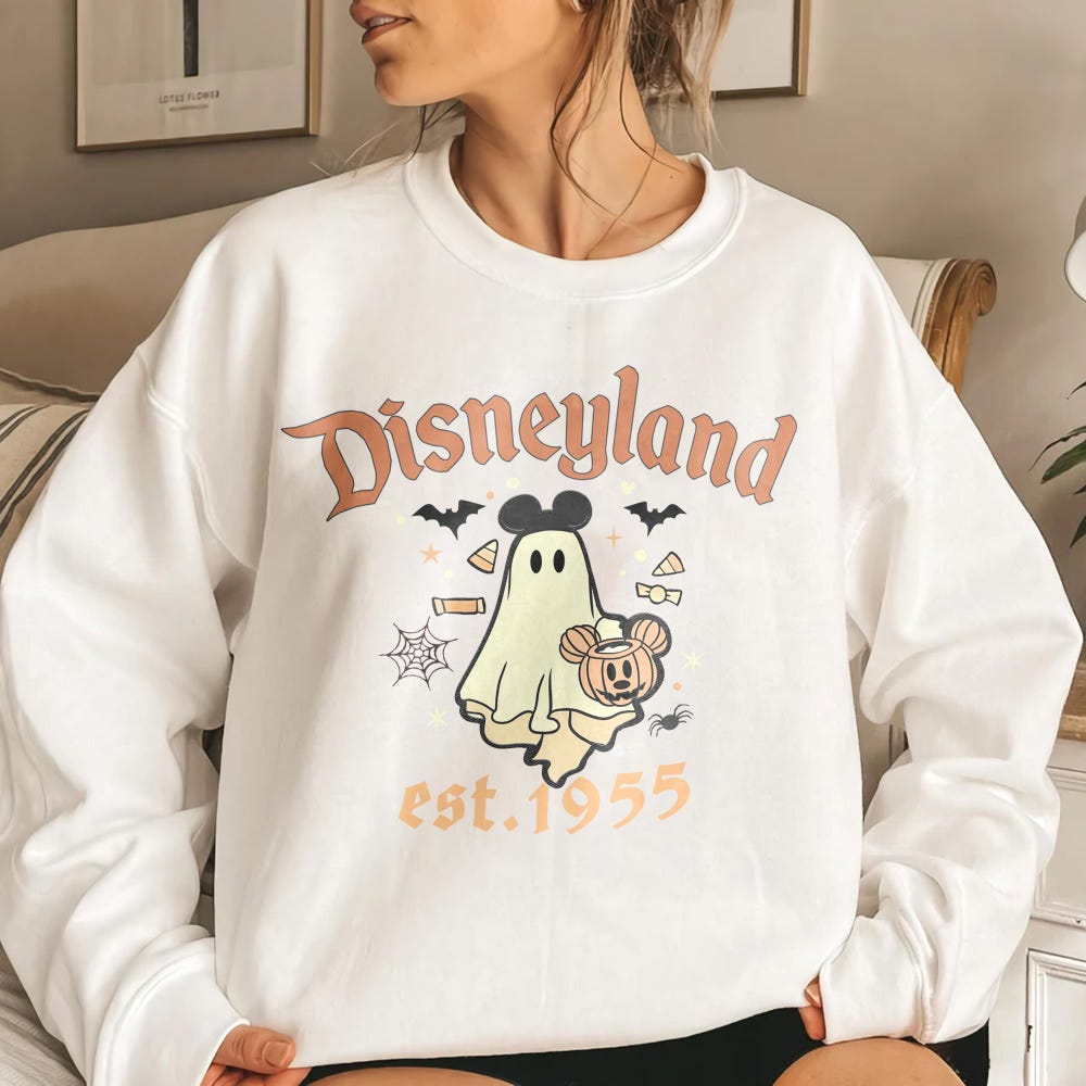 Disneyland Ghost T-shirt, Sweatshirt, Hoodie - Est 1955 California Sweatshirt, Disneyland Halloween Sweatshirt, Mickey Ghost DisneyWorld 1971 Sweatshirt