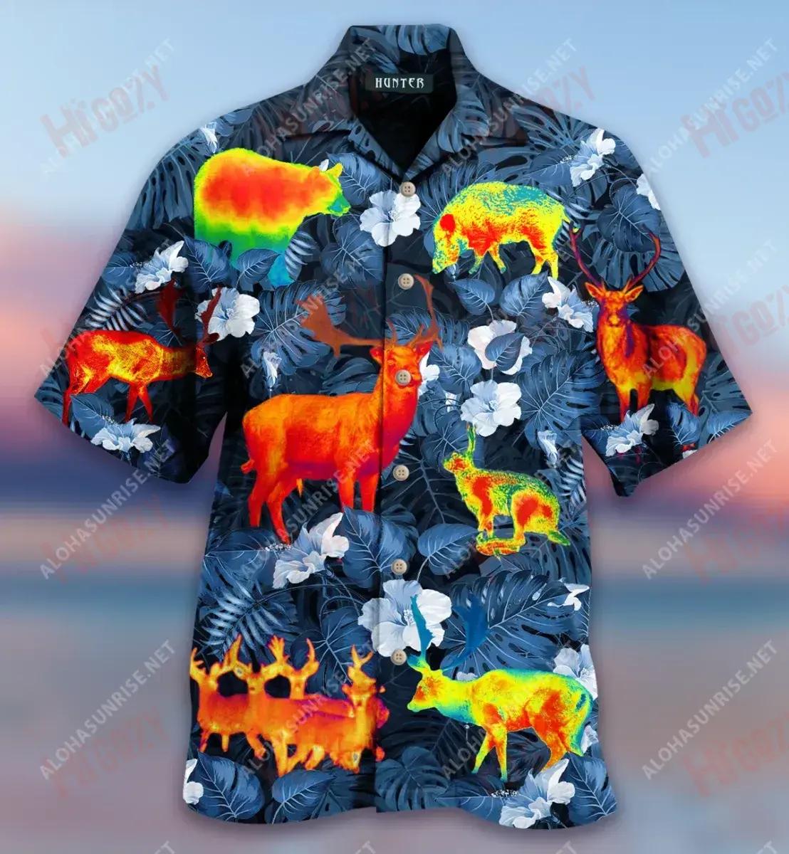 Thermal Amazing Animals Short Short Sleeve Shirt Summer Hawaiian T Shirts Custom Hawaiian Shirts Hawaiian Shirts For Men, Hawaiian Shirt Gift, Christmas Gift Animood Collections