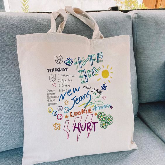 NEWJEANS Track List Album Tote Bag, NewJeans Kpop Tote , We Are NewJeans Tote Bag, Canvas Tote Bags, Tote Bag Design, Tote Bag Idea