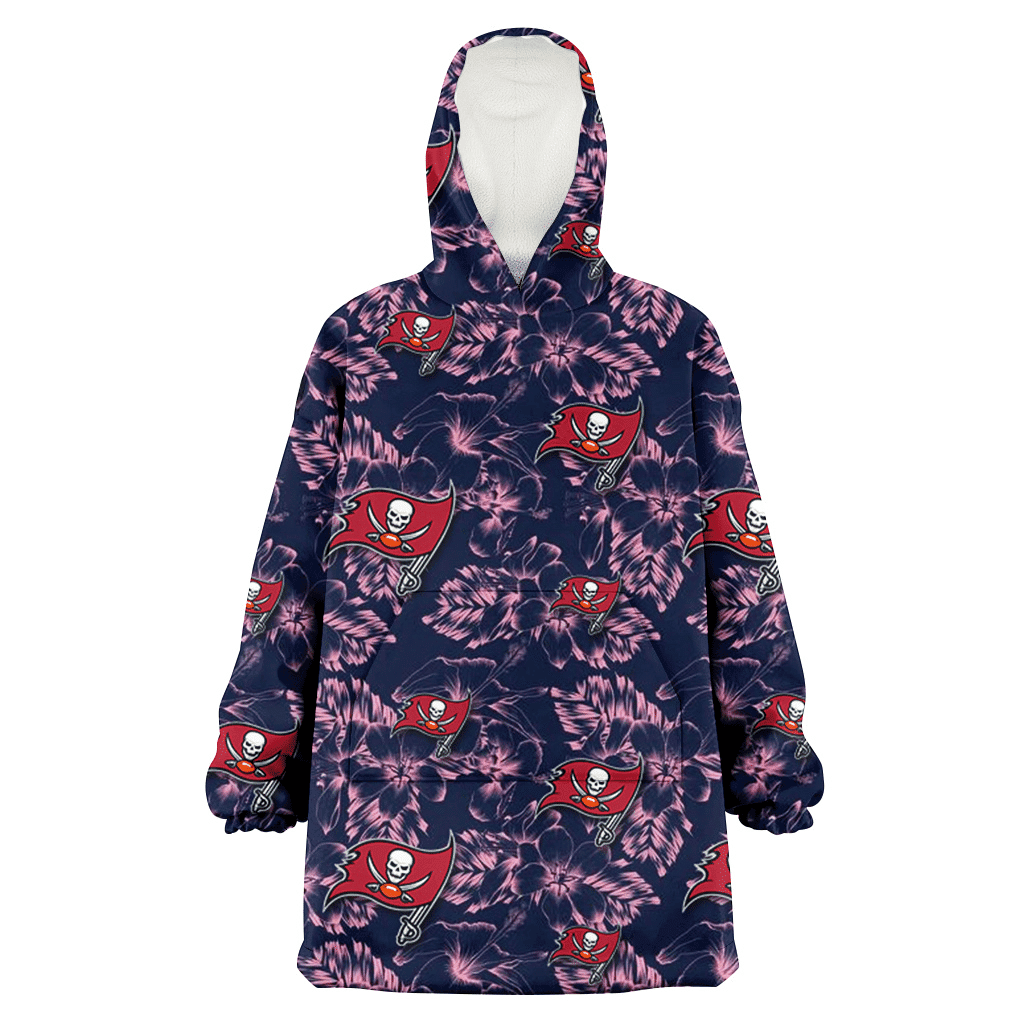 Tampa Bay Buccaneers Thistle Sketch Hibiscus Dark Slate Blue Background 3D Printed Hoodie Blanket Snug Hoodie