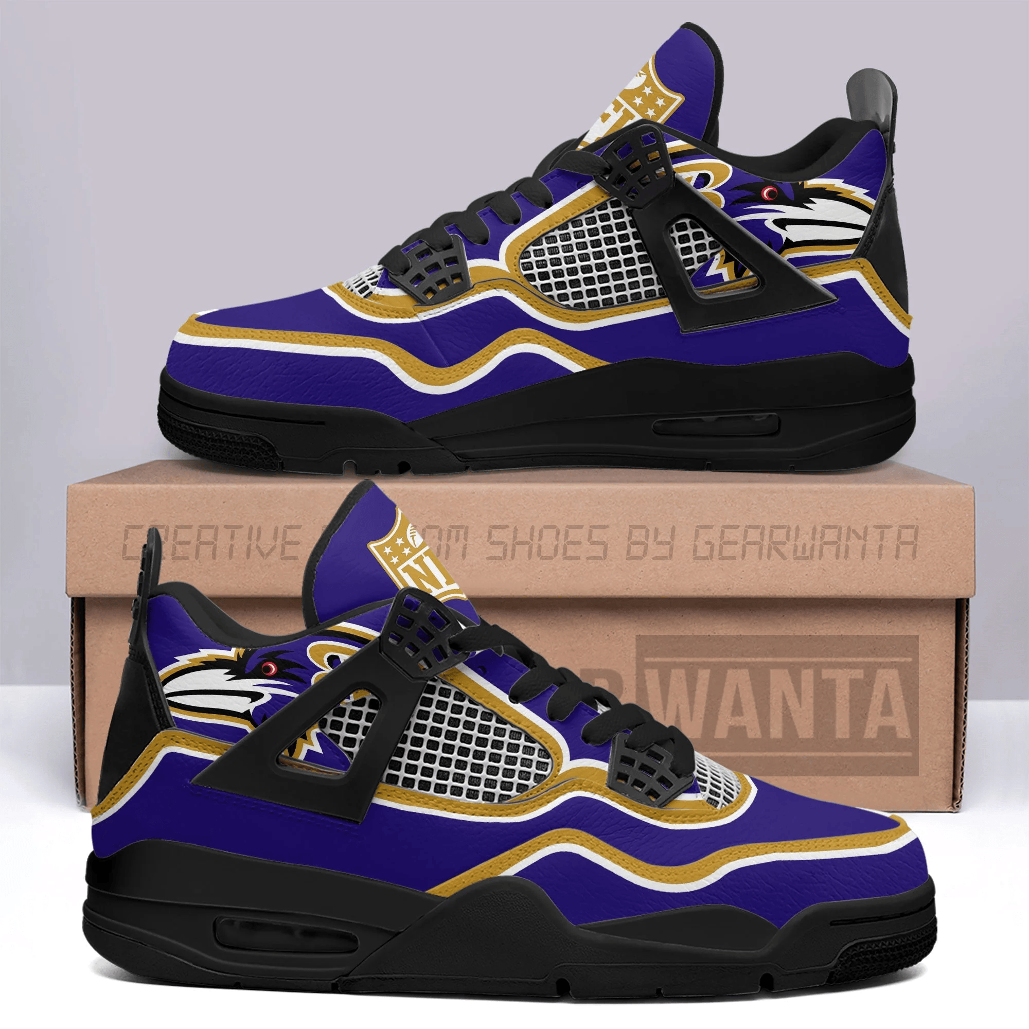 Baltimore Ravens Air Jordan 4 Sneakers Shoes