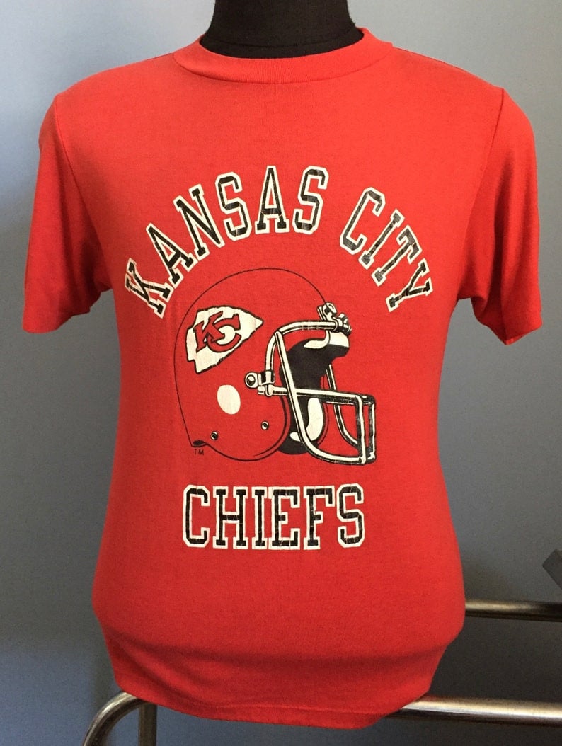 80S Vintage Kansas City Chiefs Football T Shirt   Xs X Small