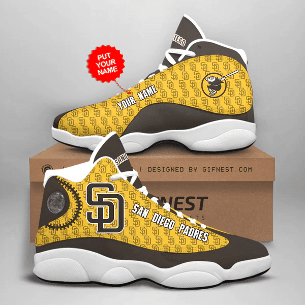 Custom Name San Diego Padres Air Jordan 13 Shoes Custom Jordan Shoes JD13 V1830